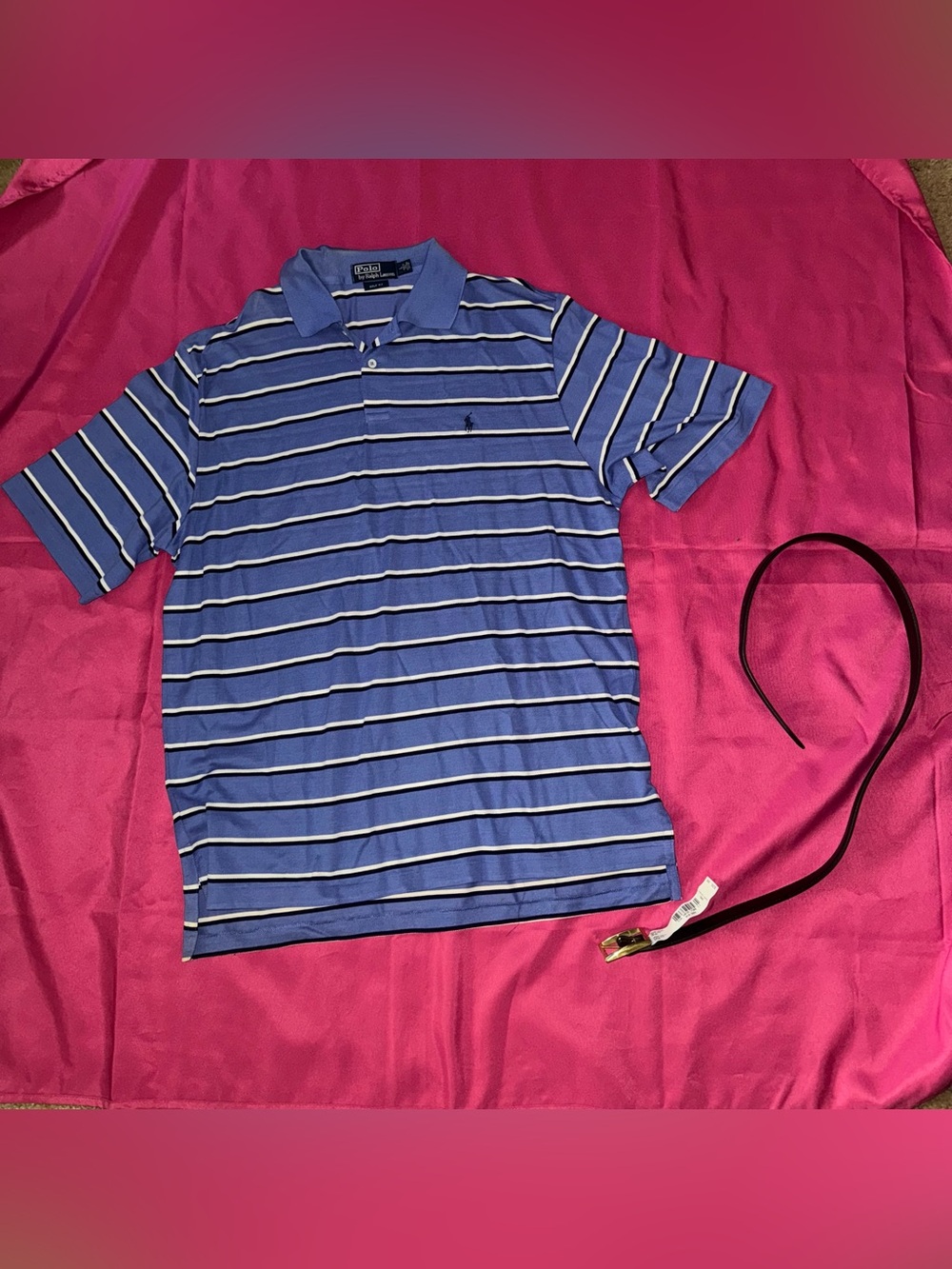 Vintage Polo Ralph Lauren Golf Shirt size L + NWT Stafford Reversible Belt 36